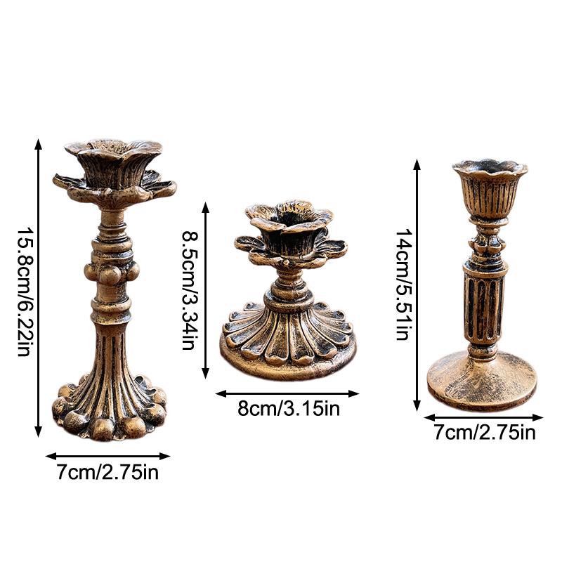 Винтажные подсвечники для конуса, подсвечник из смолы, ретро-антикварный бронзовый подсвечник для свадебной вечеринки