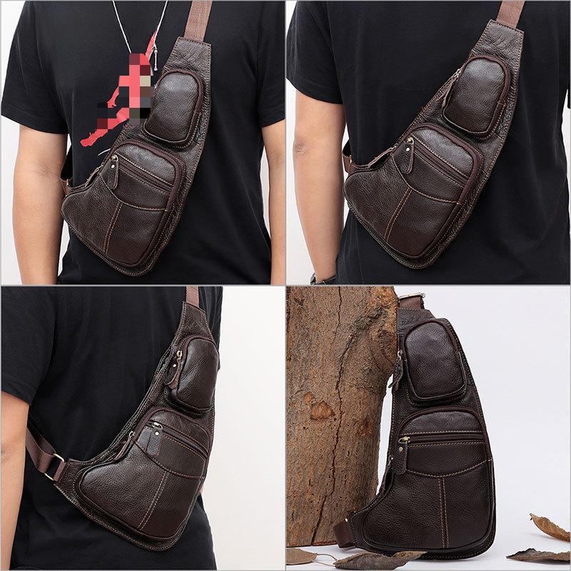 Мужской рюкзак через плечо с ремнем через плечо, нагрудная сумка из натуральной кожи, повседневная дорожная сумка в стиле ретро для мужчин, боковые сумки через плечо