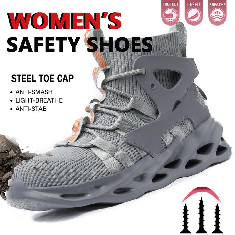 Men Work Boots Indestructible Work Shoes Women Men Safety Boots Lightweight Puncture-Proof Work Sneakers Steel Toe Safety Shoes Footwear Male