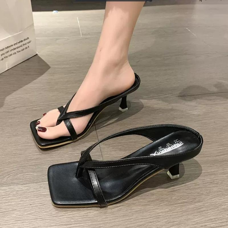 Summer 2024 New All-in-one Holloway Stiletto French High Heel Flip-flops Women's Shoes High-heeled Shoes Pumps