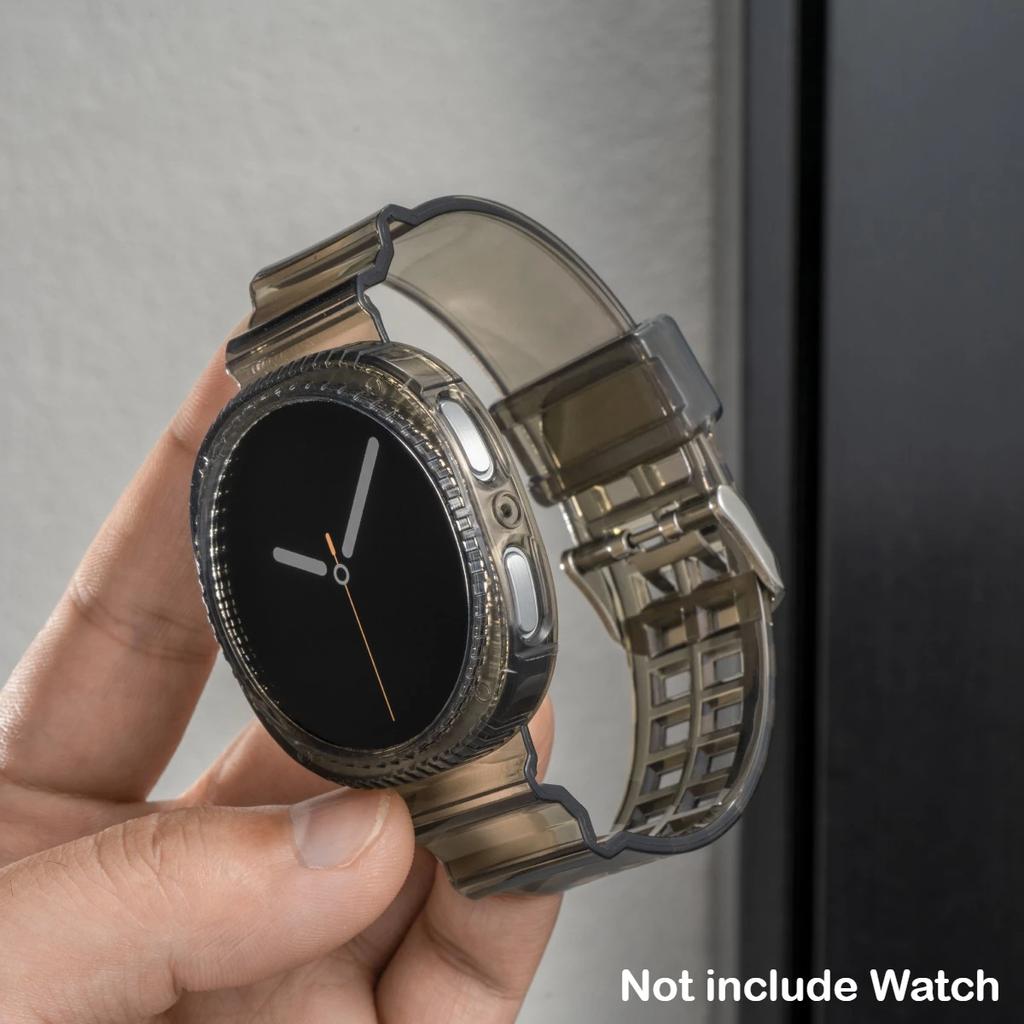 Прозрачный чехол+ремешок для Samsung Galaxy Watch 8 40 44мм ремешок Pulseira силиконовый браслет Correa для Galaxy Watch 8 Classic 46мм