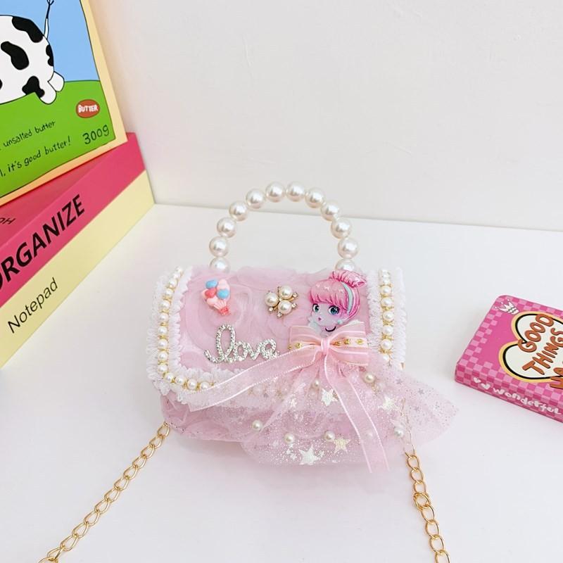 Charming Lightweight Pearl Shoulder Bag For Girls Featuring Cute Design Princess
