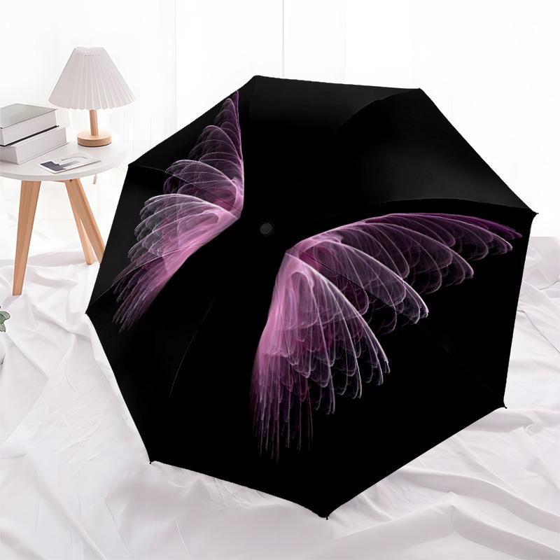 1pc Wings, Pink Folding Umbrella | Elegant Design, Fashionable Accessory, Durable Construction, Sturdy Ribs yy251107047