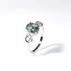 Moss Agate Engagement Ring Oval Sliver Promise Moss Agate Rings
