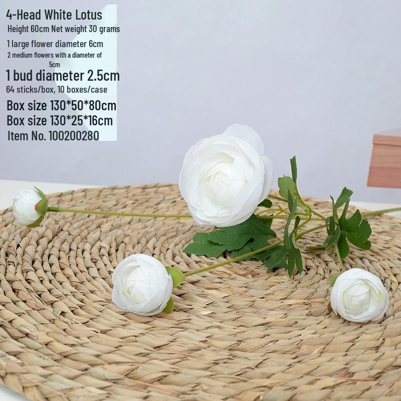 Маленький Лотос Росы Искусственные Цветы для Свадьбы, Дома или Декора Подиума - 4 Головки для Кофейного Столика, Гостиной или Спальни