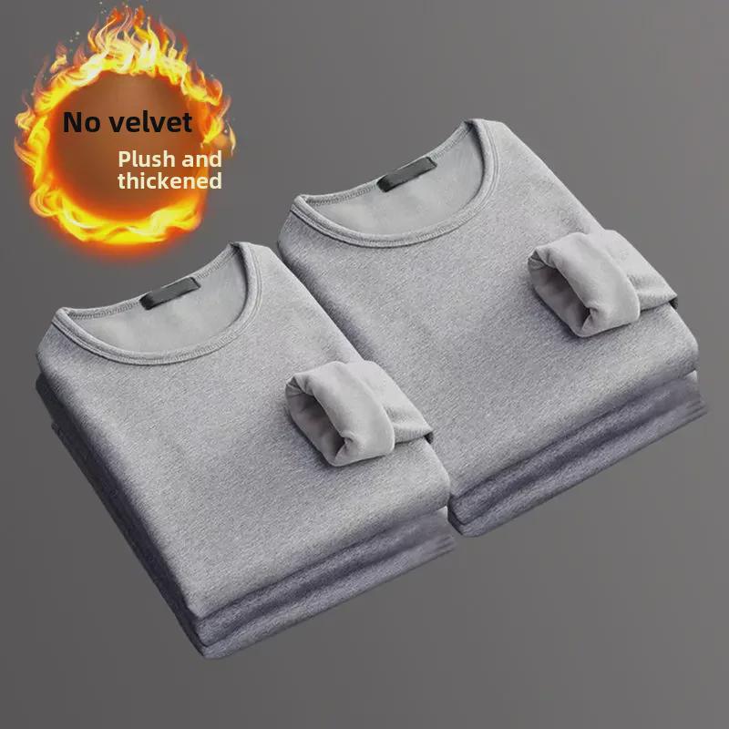 Мужская плотная терморубашка с V-образным вырезом и длинным рукавом — облегающий крой, теплая бархатная подкладка, идеально подходит для осени и зимы.