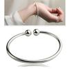 Korean Women's Glossy Silver Bead Bracelet Duo