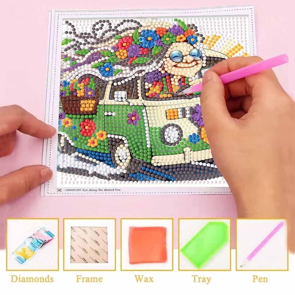 Набор для алмазной вышивки «Сделай сам» с рамкой, Автобус Полная мозаика 5D Набор для вышивания крестом «Сделай сам» Домашнее украшение с рамкой, Коллекция хобби для рукоделия