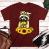 Summer Printed Letters Sunflower Lovely Raccoon Loose Round Neck Pure Cotton Short Sleeved Shirt T-Shirts Men’s