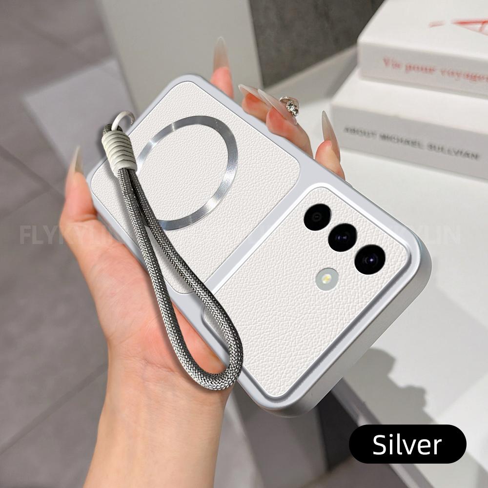 Чехол для телефона Magsafe для Samsung A54 A34 A24 A14 A53 A13 A23 A33 A73 A04S A03S из ПУ кожи ягненка с ремешком на запястье Мягкий чехол