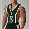 Men Sleeveless Big Cuff Fluffy Tank Tops Letter Print Vest