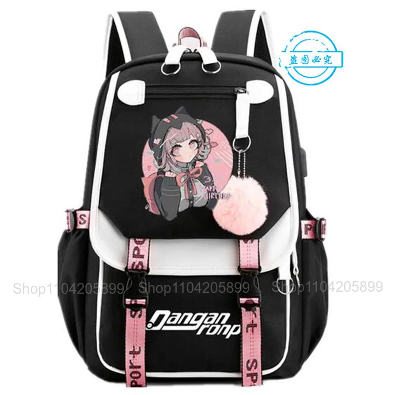 Рюкзак Danganronpa Аниме Mochila Школьная сумка для книг Студенческий с USB-портом Дорожные сумки Ноутбук Повседневная Большая сумка-мессенджер Подарок