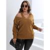 Women's Autumn and Winter Large Size Personality Strapless Woven Jumper V-neck Jumper