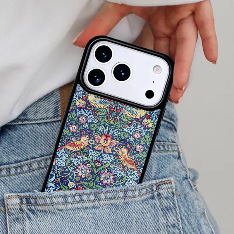 Чехол для телефона William Morris Strawberry Thief для iPhone 17ProMax 12 13 14 15 16e 17 Pro Max Plus Air Cover