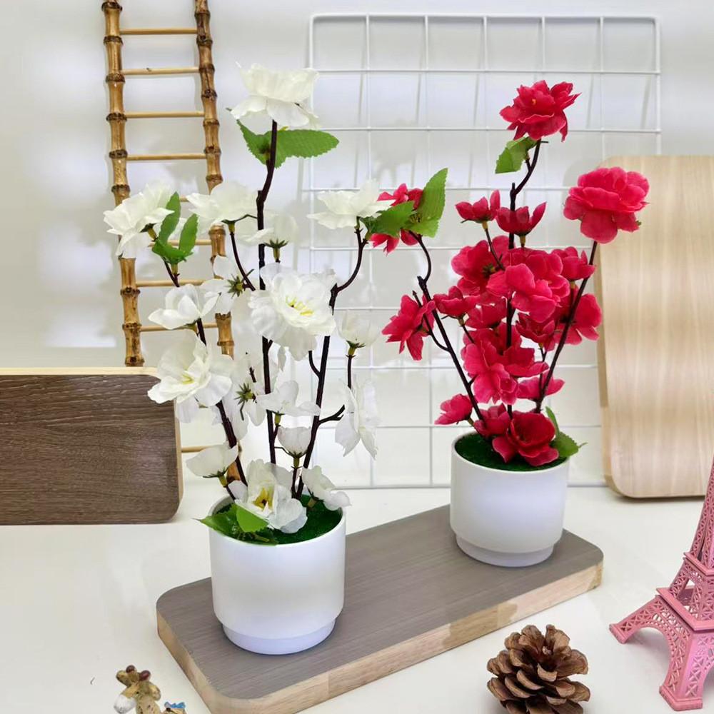 Fake Peach Blossom Plant With Realistic Texture For Outdoor Garden And Home Decor