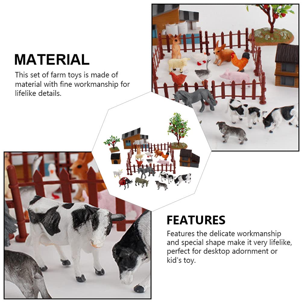 PRETYZOOM Diorama Animal Model Farm Ranch Animal Figure Set Animal Mini Scene Collection Animal Model Mini Mini Garden Decoration Model