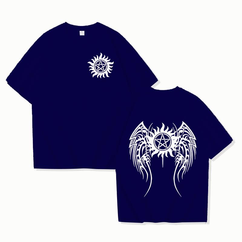 Модная футболка с принтом «Сверхъестественное», унисекс, свободная, с коротким рукавом, с круглым вырезом, для женщин и мужчин, повседневная футболка