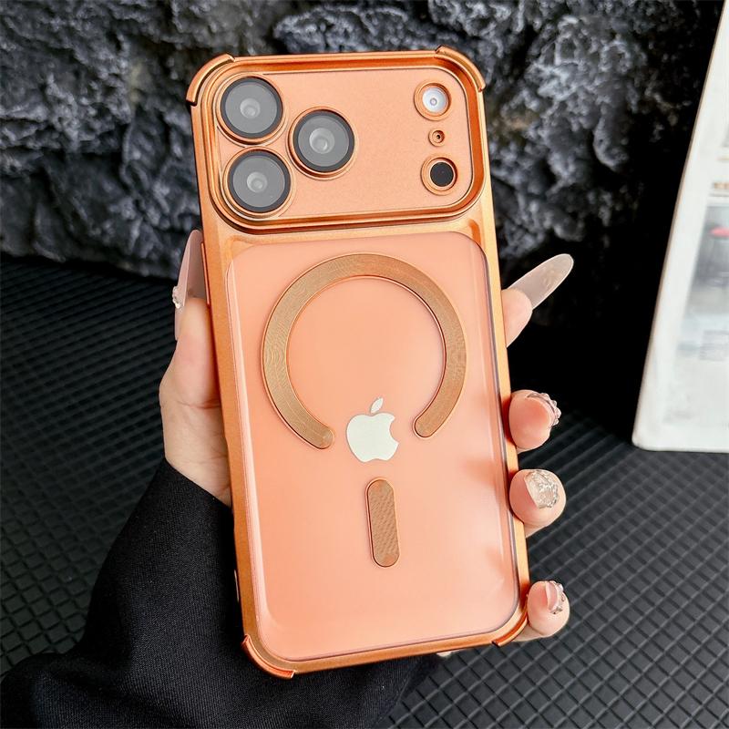 Soft Matte Translunt Plating Case For iphone 17 Air 13 14 15 16 17 Pro Max For Magsafe Magnetic Wireless Charging Bumper Cover