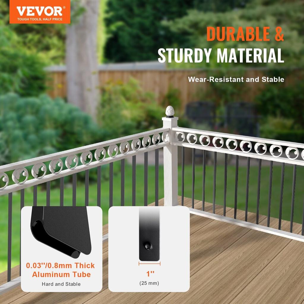 Staircase Metal Balusters, 38'' x 1'' Flat Aluminum Alloy Decorative Banister Spindles, 72 Pack Deck Baluster with Screws, Classic Hollow Deck Railing