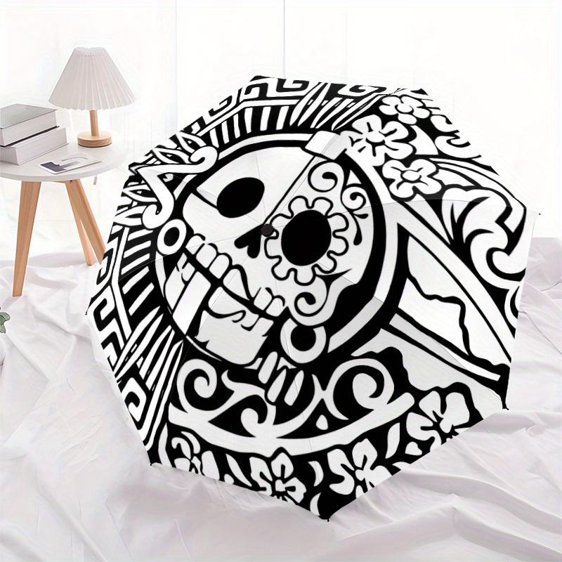 1pc Day of the Dead, Skull Automatic Open/Close Umbrella, Portable Folding Umbrella for Travel, Themed Events, It is suitable as a gift for various fe