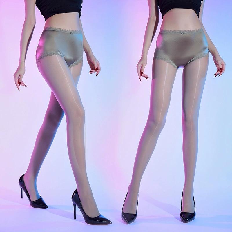 Роскошные женские чулки с лошадиным маслом, кружевные, бесшовные в области ластовицы, гладкие шелковистые колготки, женские колготки для ночного клуба с высокой талией, моделирующие, тонкие