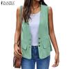 Women Casual V-Neck Loose Sleeveless Cardigan Vest