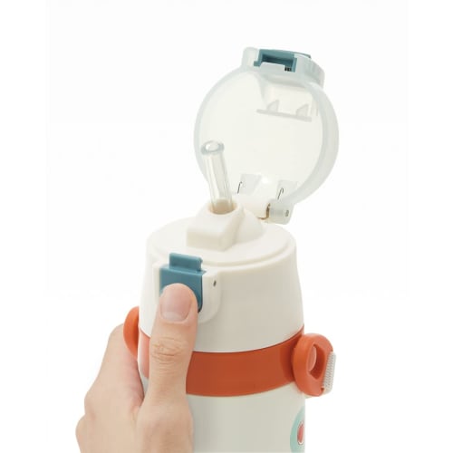 Skater 2WAY Straw with Cup Stainless Steel Kids Water Bottle 350ml Curious George Boys SKCP3-A