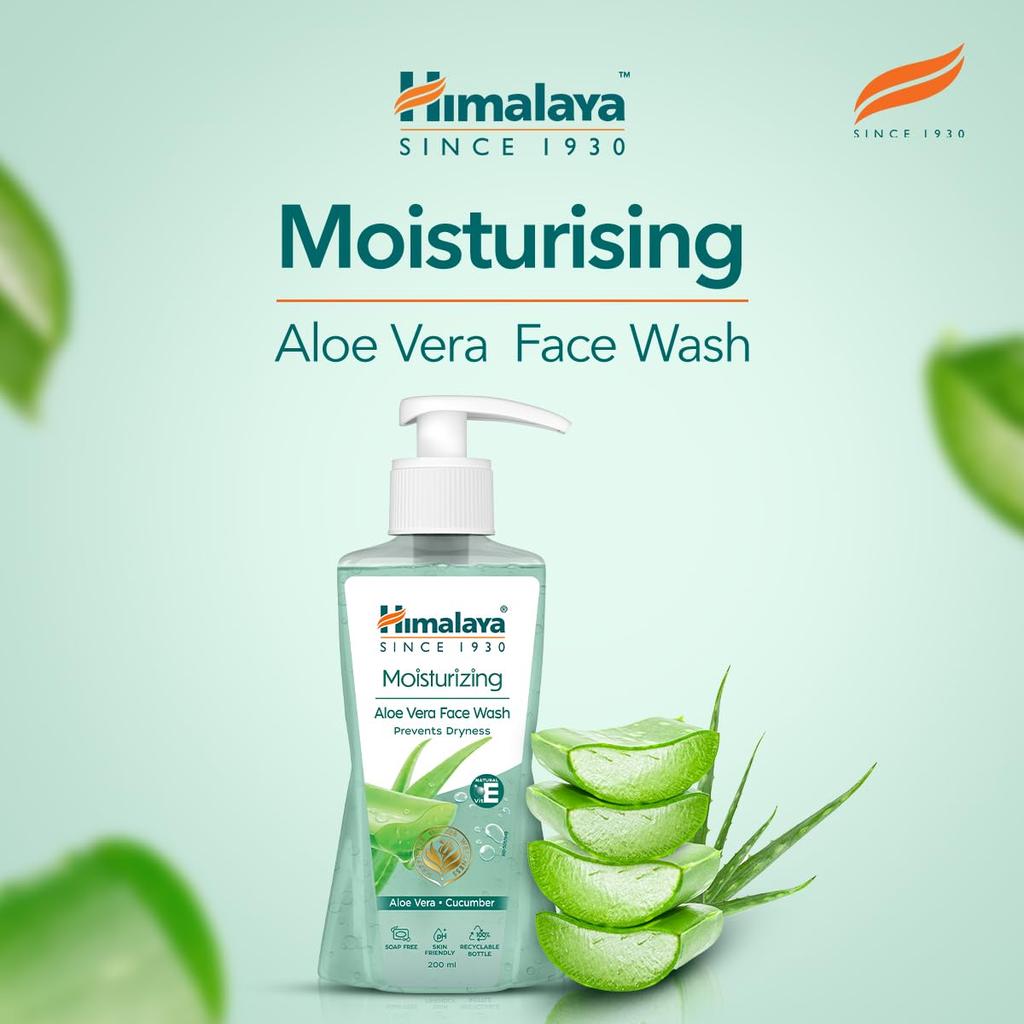 Himalaya Увлажняющее средство для умывания лица с алоэ вера 200 мл Увлажняющий смягчающий гель для всех типов кожи для ежедневного использования
