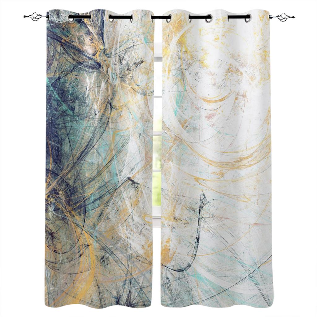 Желто-серые абстрактные художественные текстурированные шторы для спальни, кухни, оконные занавески, занавески для гостиной