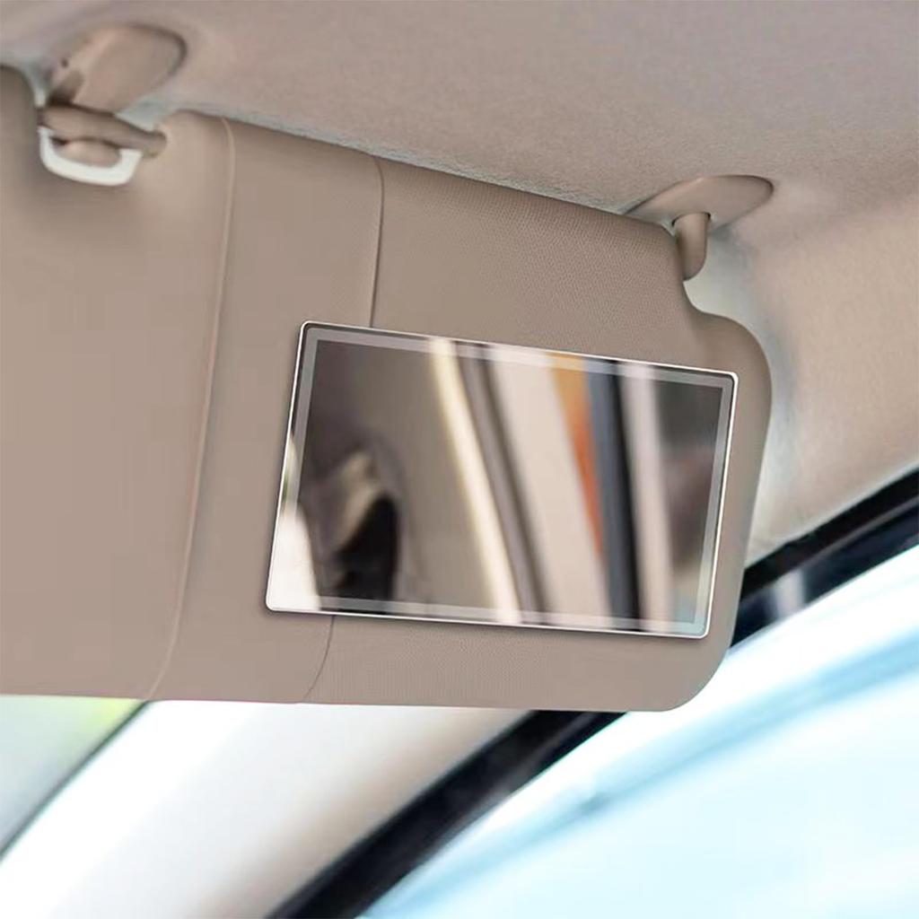 Car Sun Visor Vanity Mirror Stainless Steel Auto Makeup Mirror Unbreakable Rear View Sun Shading Cosmetic Mirror