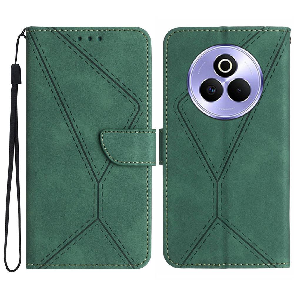 For Realme P3 Pro 5G Case Skin Touch Lines Imprinted PU Leather Flip Phone Cover