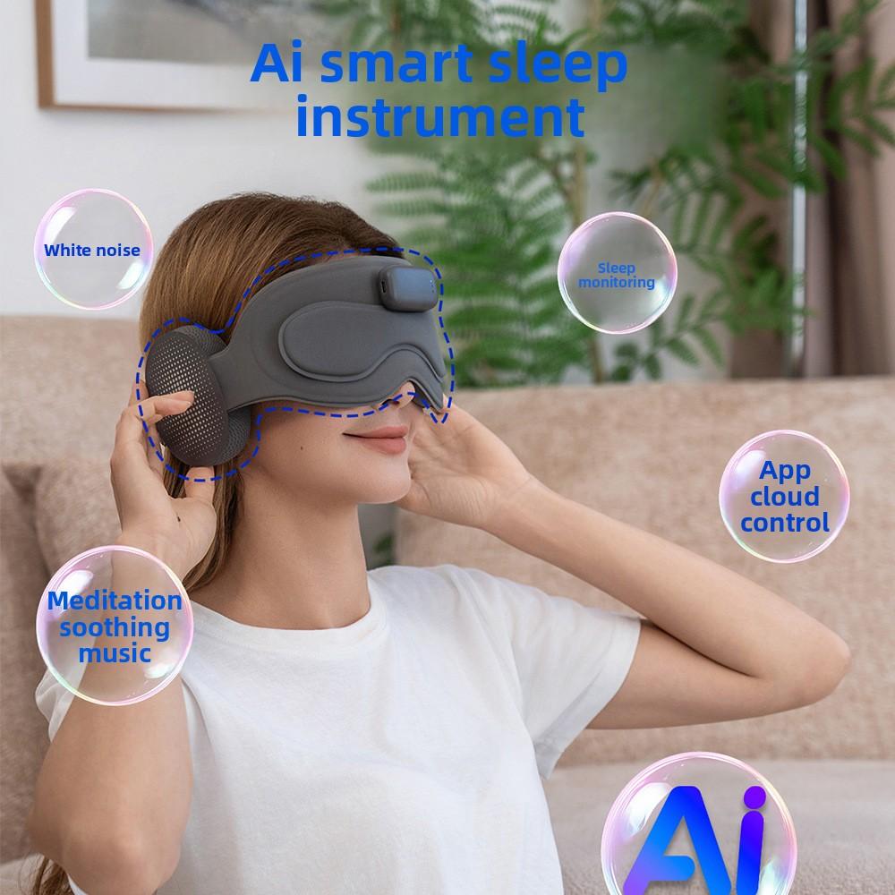 Cross-border AI Smart Sleep Device App Eyepatch Bluetooth 50 Music Light-blocking Memory Foam Black Technology Eye Eye Massage