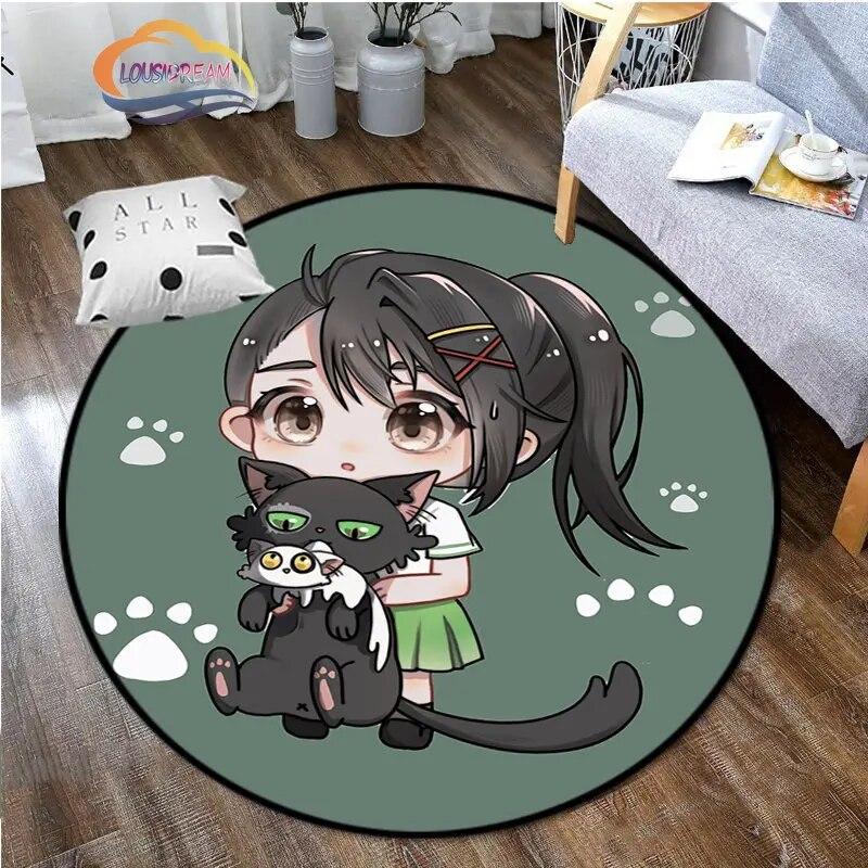 Круглый ковер с рисунком аниме Suzume, декоративный круглый коврик с 3D принтом для детей или девочек, коврик для спальни, гостиной