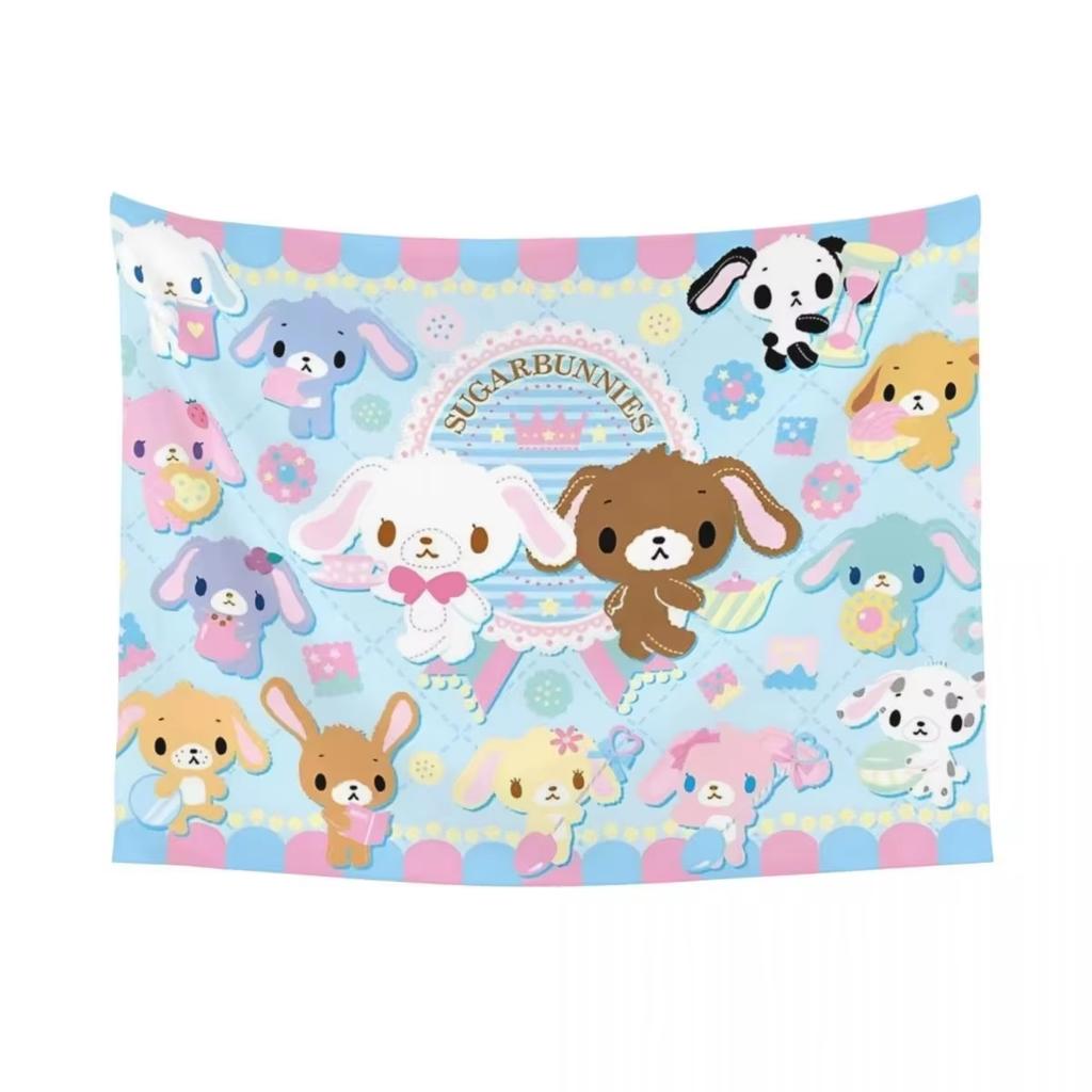 Sanrio Sugarbunnies Anime Printed Tapestry Hanging Wallpaper Kawaii Cartoon Decoration Background Backdrop Supplies Photo Props