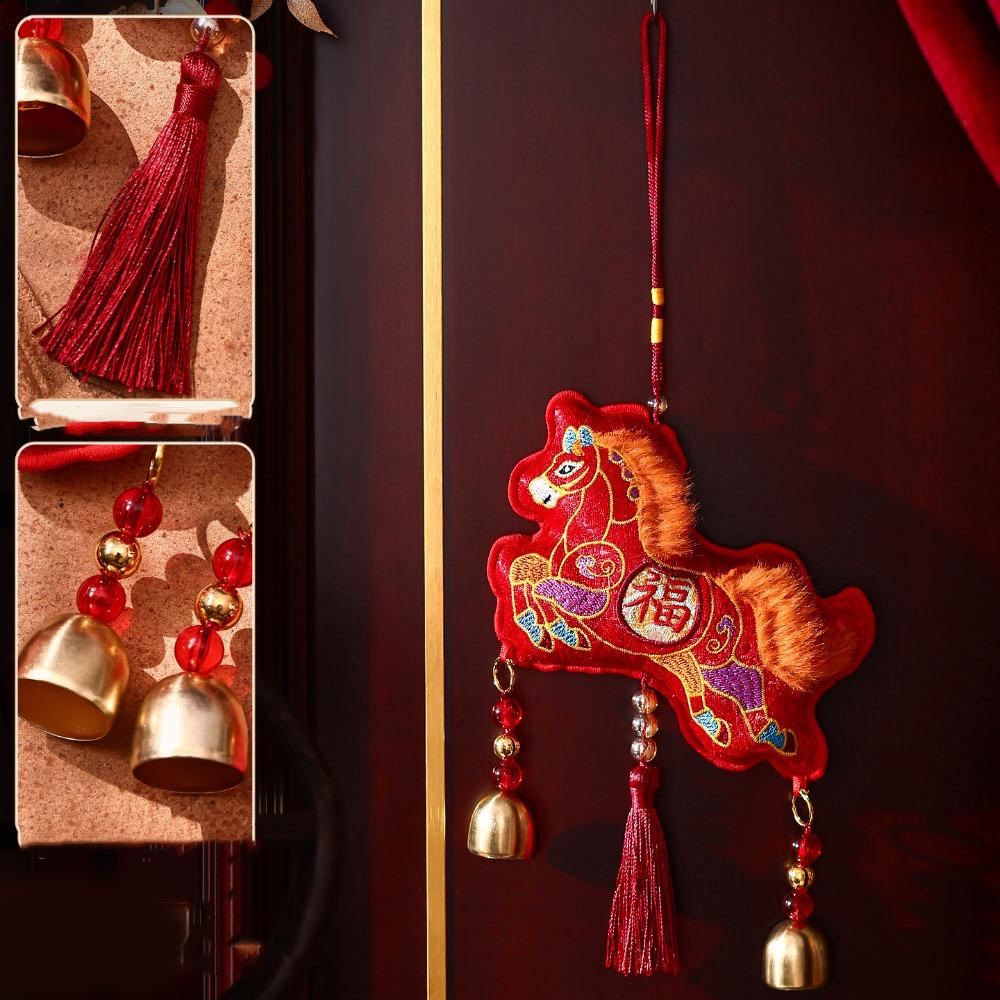 Красный кулон-лошадь, вышитый, Год Лошади, подвесное украшение для гостиной
