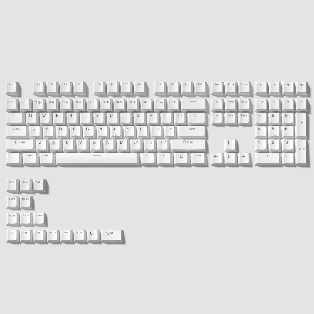 122-Key Double-Shot PBT Light-Transmitting Keycaps with Cherry Profile for Mechanical Keyboards (White)
