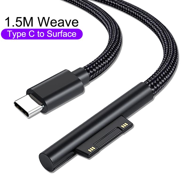 Кабель питания USB Type C с быстрой зарядкой PD 65 Вт для Microsoft Surface Pro 7 3 4 5 6 15 В 3 А Зарядное устройство для планшета Кабель-адаптер USB C
