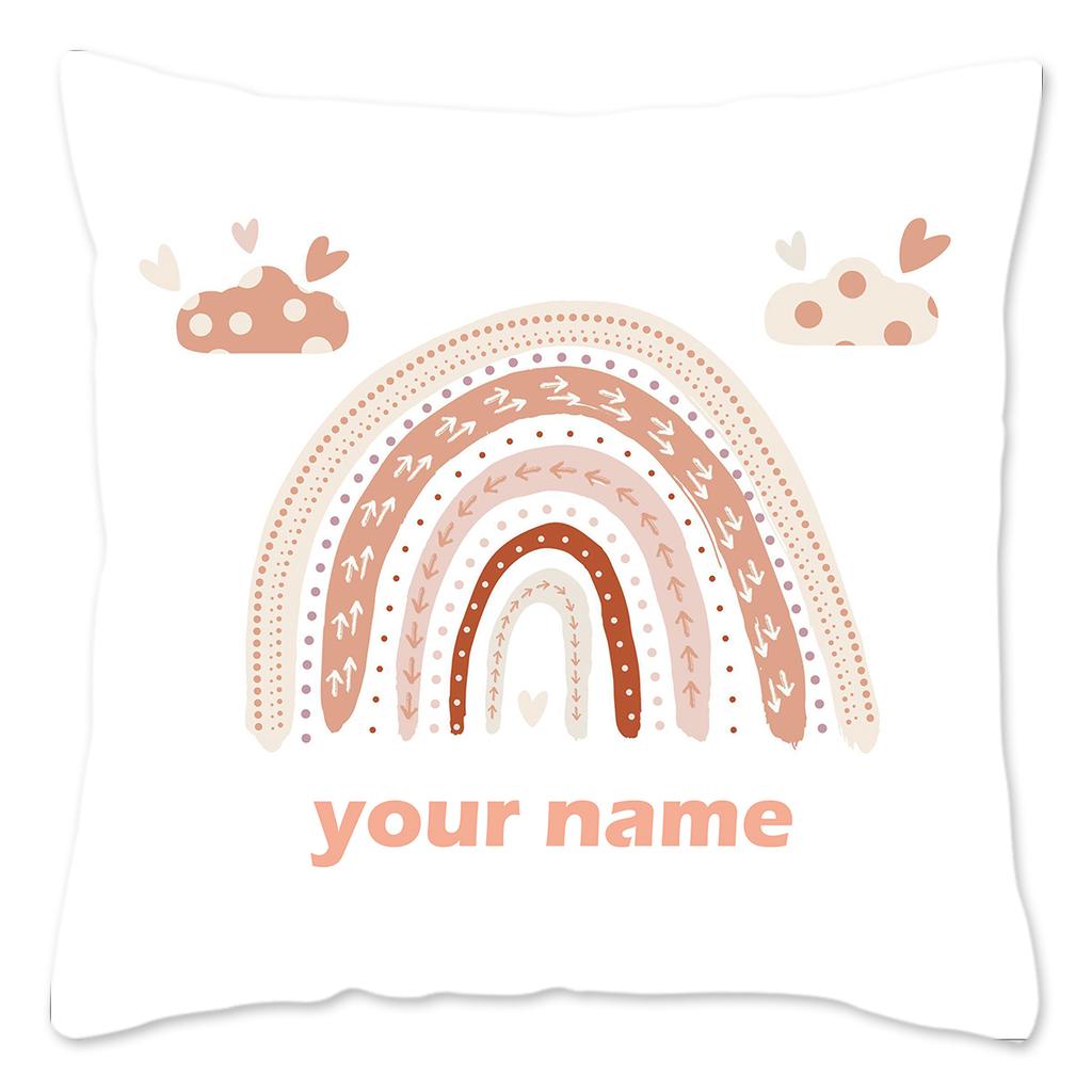 Rainbow Print Custom Cushion Cover Adult Children Personalized Name Customize Pillowcase Home Housewarming Birthday Gifts