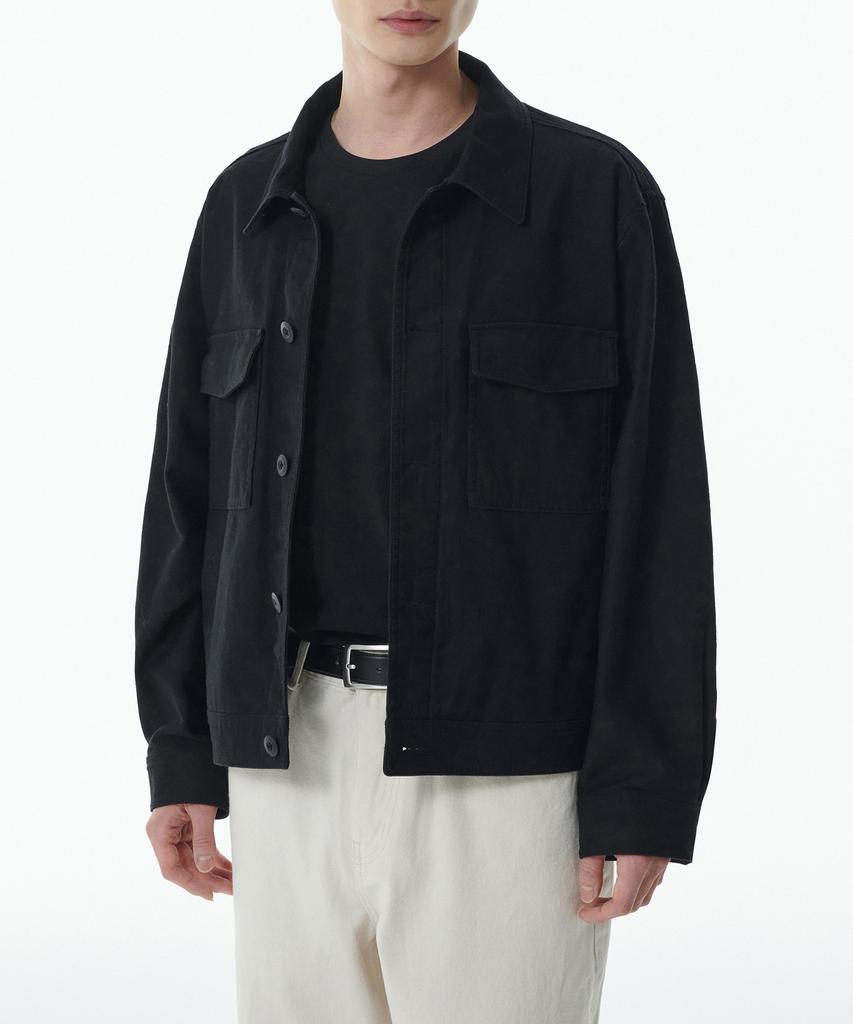 Musinsa Standard Back Satin Officer Jacket [Black]