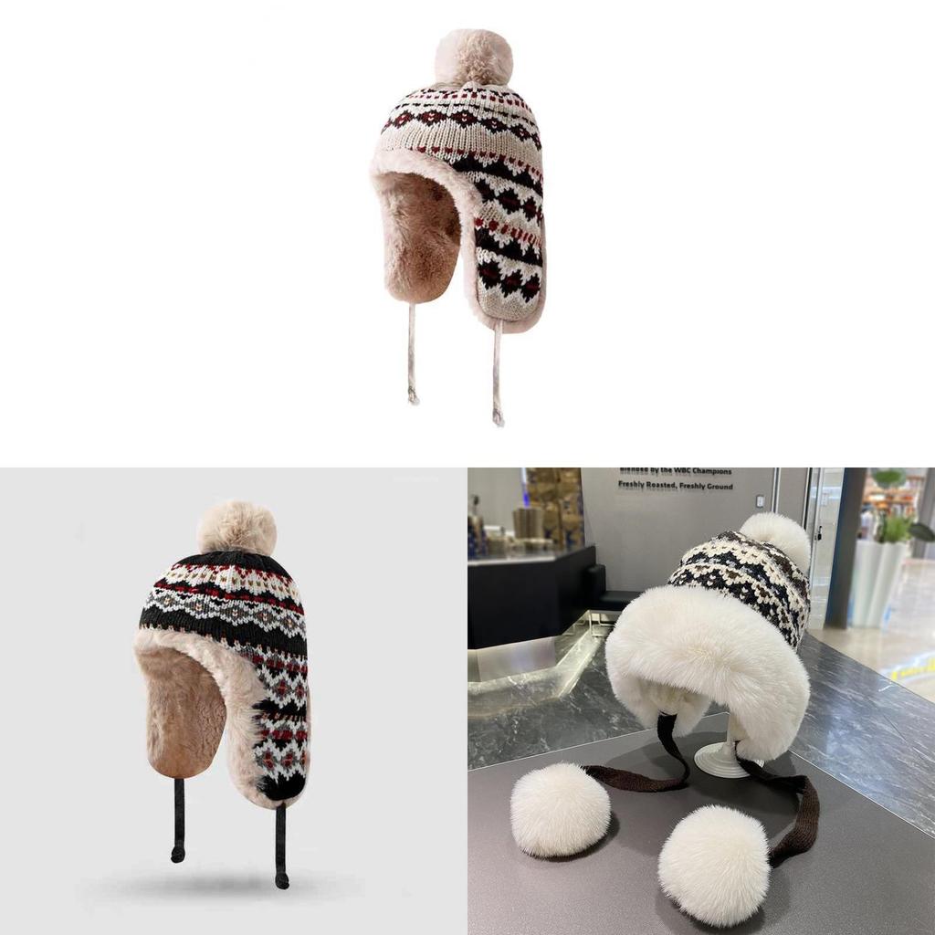 Traditional Style Knitted Hat For Women With Ear Protection And Neck Guard For Winter Cold Weather
