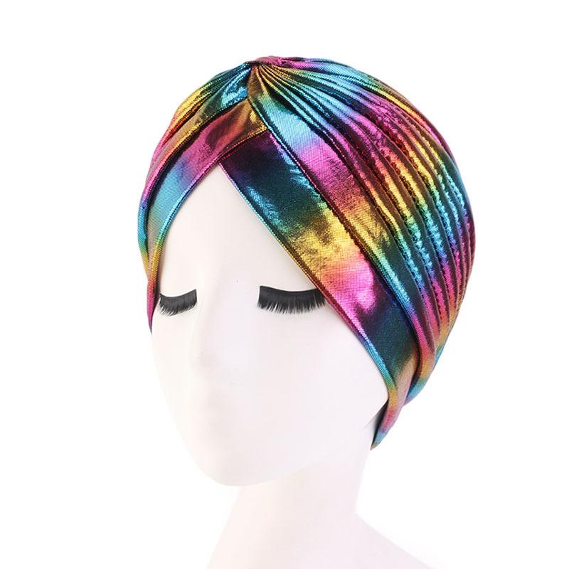 Новые Красочные Женские Мусульманские Хиджабы Внутренние Шапочки для Хиджаба Лазерные Шелковистые Перекрещенные Тюрбаны Повязки на Голову Головные Уборы Женский Мусульманский Хиджаб Шарф Платок