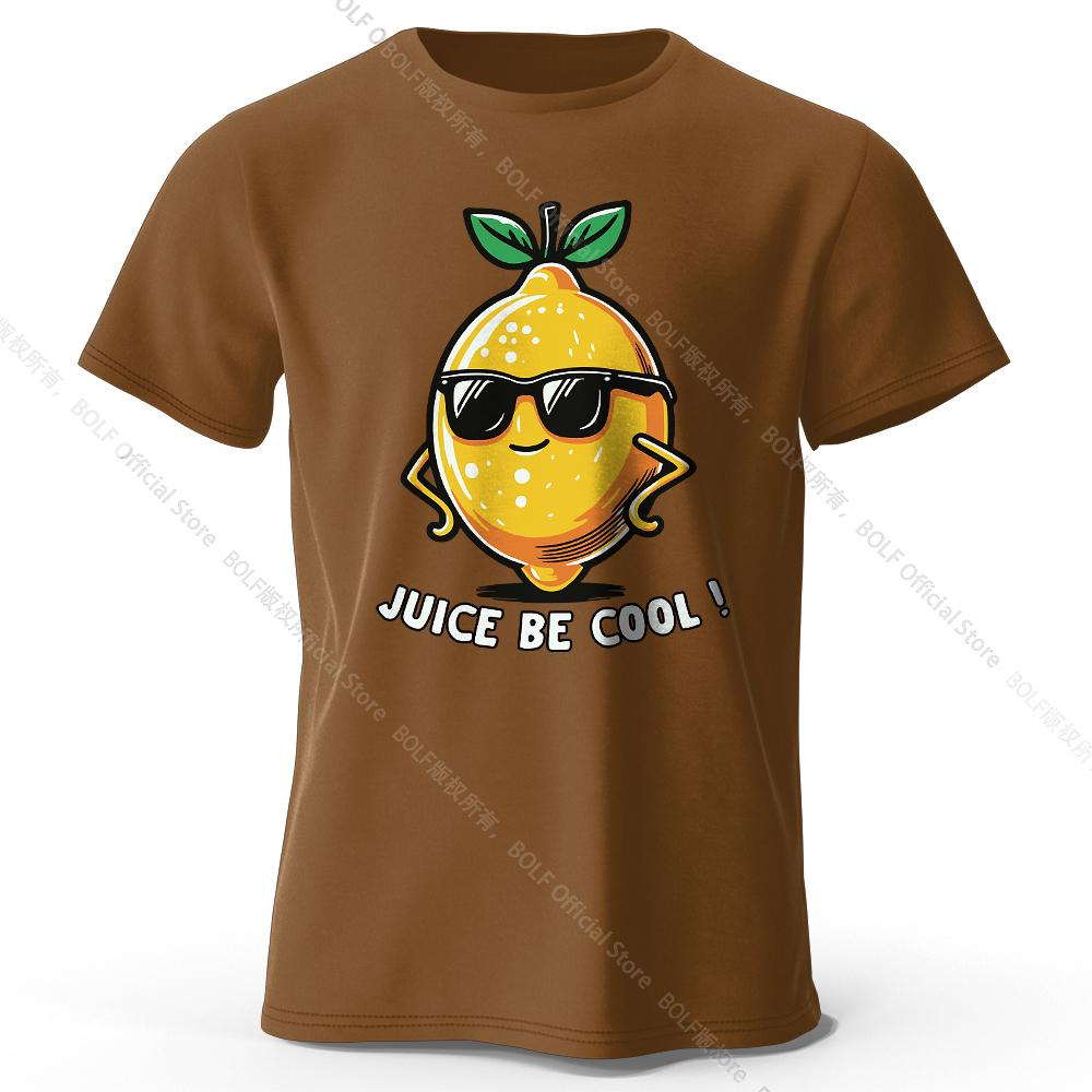 Men's Juice Be Cool Printed T-Shirt 100% Cotton Oversized Fruit Pun Graphic Tees for Women Summer Tops Chill Streetwear