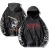 Толстовки Berserk Anime Vintage Acid Washed Hoodie Fashion Cotton Pullover Men Women Hip Hop Hooded Hooded Hoody Oversize Clothes