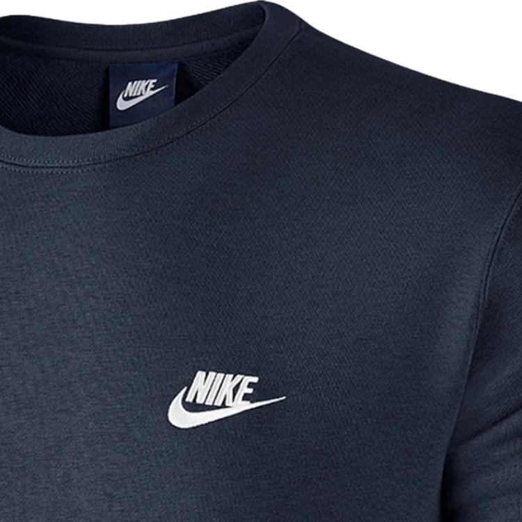 Nike Спортивная одежда с принтом логотипа, спортивная круглая горловина, свитер, мужская толстовка, темно-синяя DO1740-451