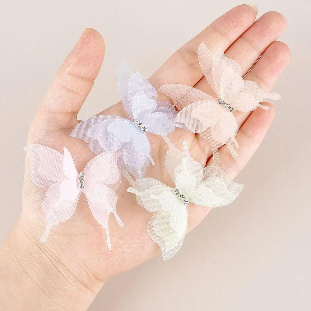 20 шт. 5 см шифоновая бабочка градиент цвета имитация сетки бабочка нашивка материалы для дизайна одежды