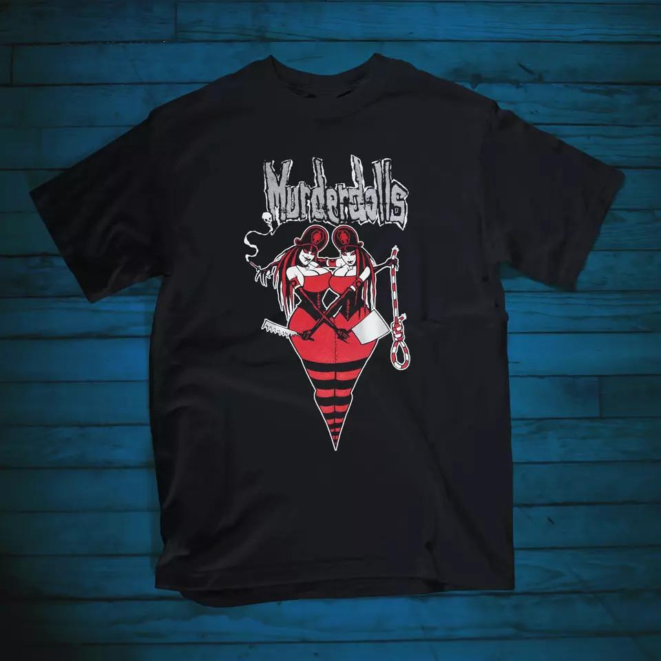 РАСПРОДАЖА Хлопковая черная унисекс футболка с принтом Murderdolls Tour Concert S-5XL