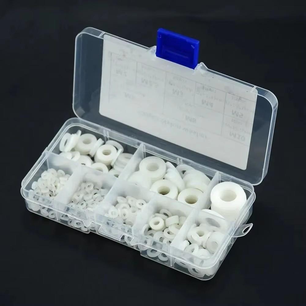 250/500PCS White Black Sealing Ring Plastic Flat Gasket Set Insulation Washer Set for Screw Bolt