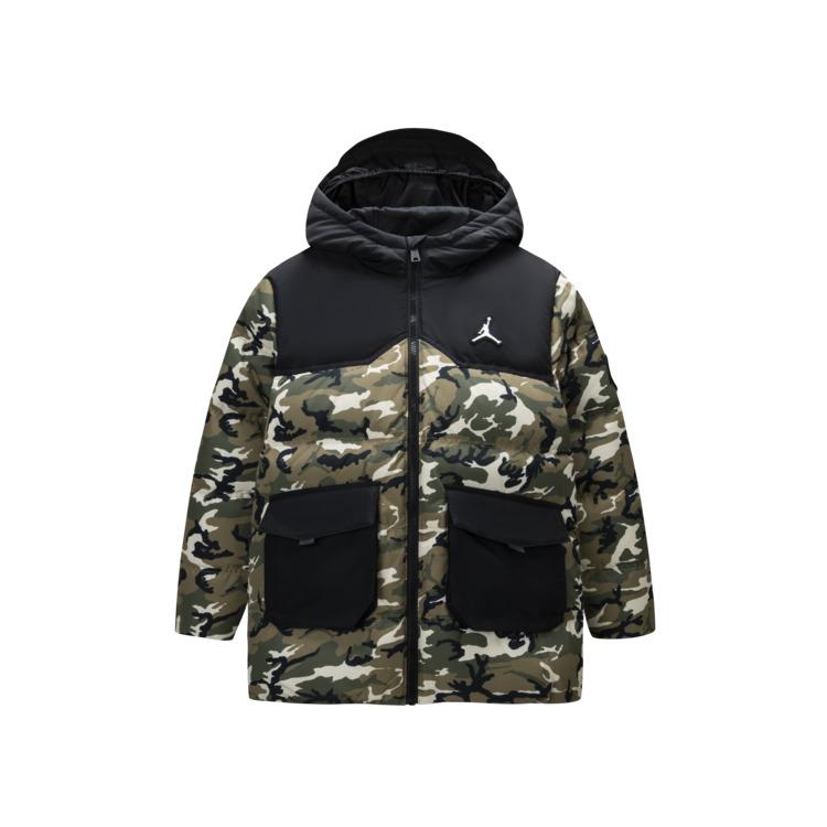 Jordan Пуховик с логотипом бренда, теплый, удобный, приятный для кожи, с длинным рукавом, камуфляжный зеленый, детские куртки JD2442034GS-002