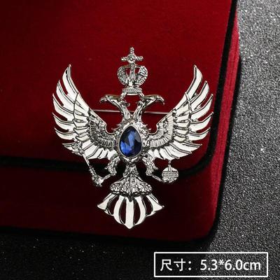 Ретро двуглавый орел, герб России, броши, античное золото, цвет хрусталя, значок на лацкане, женская и мужская одежда, костюм, ювелирные зажимы