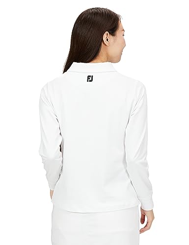 FootJoy Modern Classic Rib Knit Long Sleeve Stretch Golf Shirt, Women's, White, Size S (FJW-F23-S03)